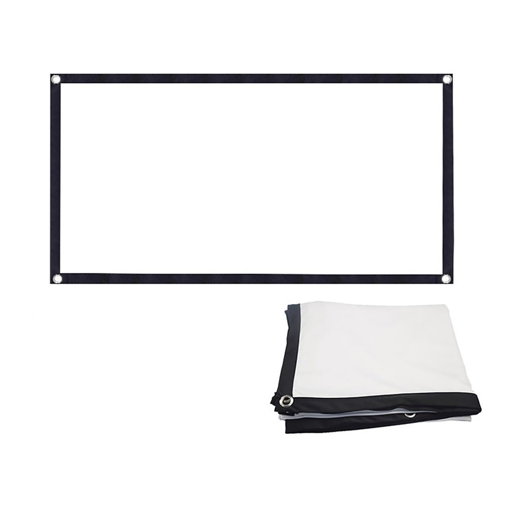 16:9 Thicken Projector Screen Foldable Washable Portable Projector Screen Semi-Translucent Curtain Rear Projection Screen for Outdoor and Indoor Use, Home Cinema, Soft White(60 Inch)