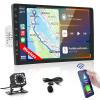 Inefala 9" Wireless Carplay Car Stereo Single Din Touchscreen Radio Android Auto, Mirror Link, Bluetooth, FM, EQ, SWC, Car Audio Receiver Support USB Phone Charging DVR, with Backup Camera Mic view 1