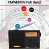 XHDATA D808 Portable AM FM SW LW Air Band Shortwave Radio SSB RDS Multi Band Digital Radio Speaker with LCD Display Alarm Clock External Antenna (Black) view 2