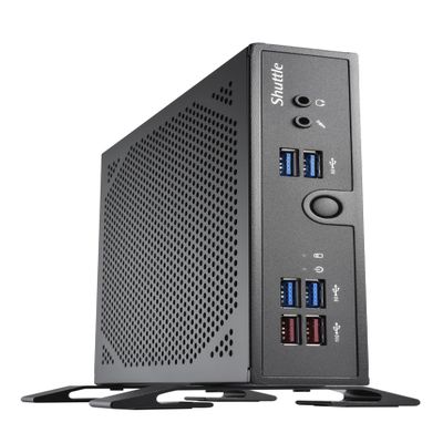 SHUTTLE XPC Slim Barebone DS50U, Intel Celeron 7305, 2X LAN (1x 2.5Gbit,1x 1Gbit), 1xCOM,1xHDMI,1xDP, 1x VGA, fanless,