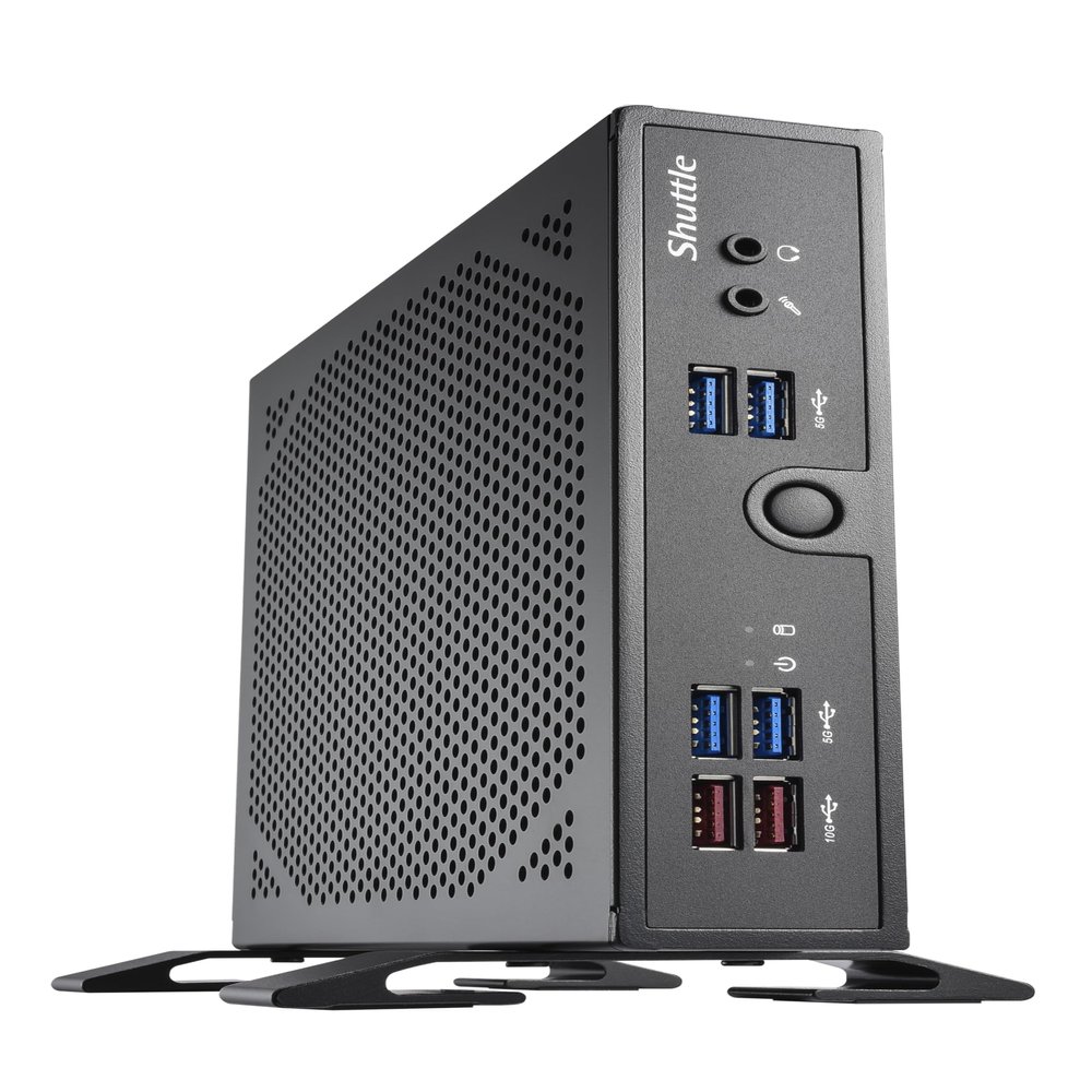 SHUTTLE XPC Slim Barebone DS50U, Intel Celeron 7305, 2X LAN (1x 2.5Gbit,1x 1Gbit), 1xCOM,1xHDMI,1xDP, 1x VGA, fanless,