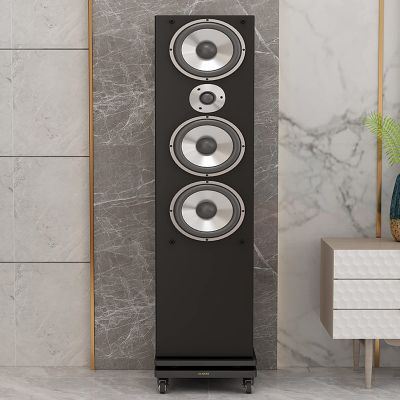 MIQXUAN Speaker Stands One Wooden Speaker Stands, Surround Sound Speaker Stands with Lockable and Fixed Universal Wheels, 360Rotation, for Home Theater Speakers (Size : 30x35cm)