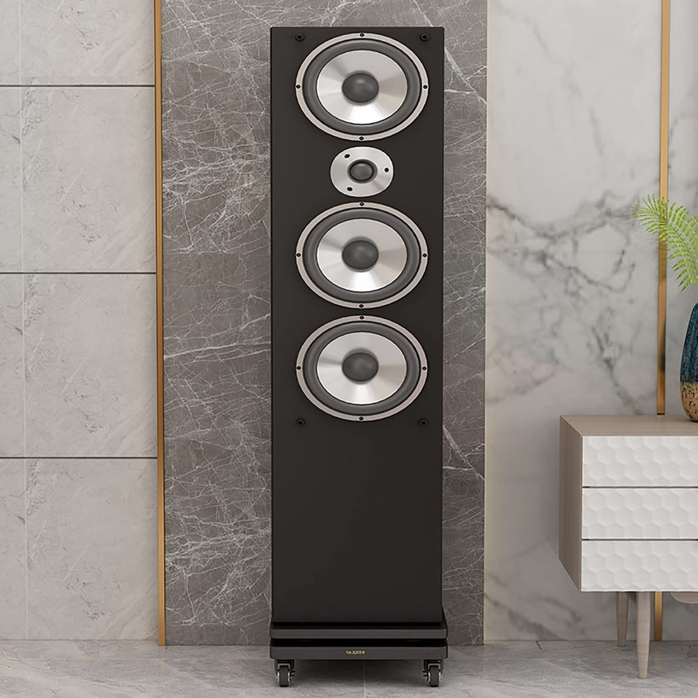 MIQXUAN Speaker Stands One Wooden Speaker Stands, Surround Sound Speaker Stands with Lockable and Fixed Universal Wheels, 360Rotation, for Home Theater Speakers (Size : 30x35cm)