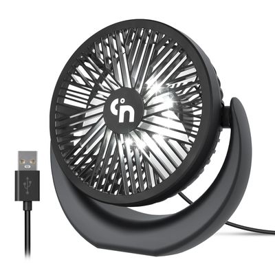 HomeLifairy USB Desk Fan with LED Lights,3 Speeds Personal Table Portable Fan,5.3 Inch Quiet Cooling Mini, 360Rotate Small with 4.9ft Cable for Desktop Home Office Travel