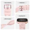2 Pack Butterfly Rose Engraved Bands Compatible with Fitbit Versa 2 Bands for Women, Silicone Elegant Floral Pattern Replacement for Fitbit Versa 2, Light Pink/Starlight view 4