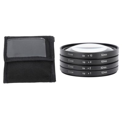 Close Up Filter Kit, Macro Lens Filter Set, Close up Kit with + 1, + 2, + 4, and + 10 Lenses for Detailed Photography, with Storage Pouch Camera Filter for Digital Camera Photo