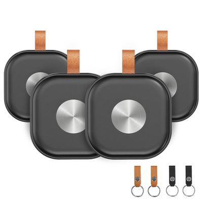 Air Tracker Tags-4 Pack, Item Finder Work for Find My APP (iOS Only), Worldwide Tracker for Keys, Bags Luggage, Suitcases and Wallet with Holder Keychain, Key Finder Locator with Sound, Black