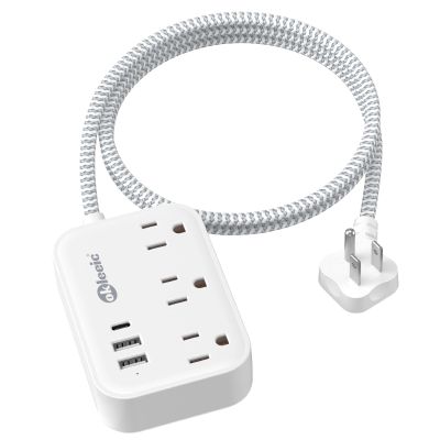 Flat Plug Power Strip with USB Ports, Flat Extension Cord 3FT with 3 AC Outlets 3 USB Ports, Short Extension Cord Outlet Splitter with No Surge Protector for Cruise Ship, Dorm Room Travel Essentials