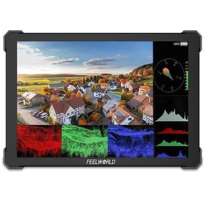 FEELWORLD T10 10.1 Inch Aluminium DSLR Camera Field Monitor Touch Screen Waveform LUT 4K HDMI Input Output NP-F External Install and Power Kit