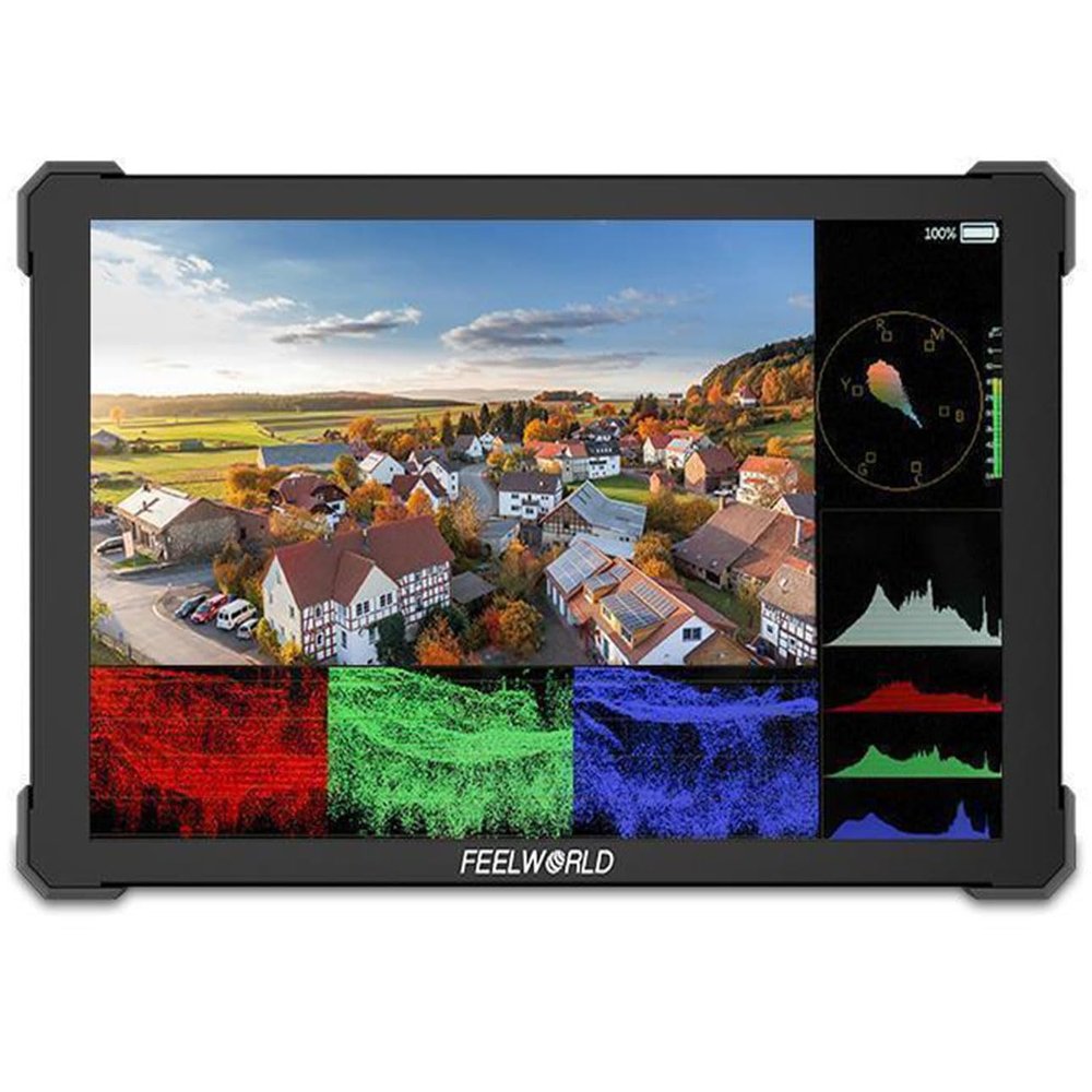 FEELWORLD T10 10.1 Inch Aluminium DSLR Camera Field Monitor Touch Screen Waveform LUT 4K HDMI Input Output NP-F External Install and Power Kit