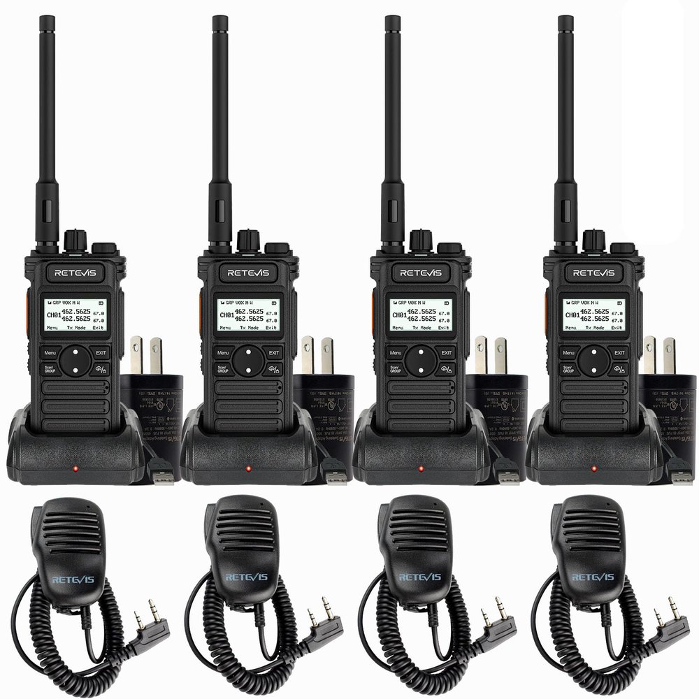 (2nd Gen RT86) Retevis RT86S Two Way Radio with Mic,Emergency 2 Way Radio Long Range,NOAA Radio, High Power, LCD Screen, Group Call, Type-C, Durable Radio Walkie Talkie for Snowstorm Logistics(4 Pack)