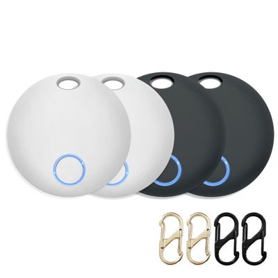 Tracker Tags 4 Pack, Luggage Tracking Tags Compatible with with TUYA APP,Both iOS and Android Compatible, Key Finder Locator with Sound,Smart Tag,Item Finder for Keys, Bags, Suitcases,Black and White