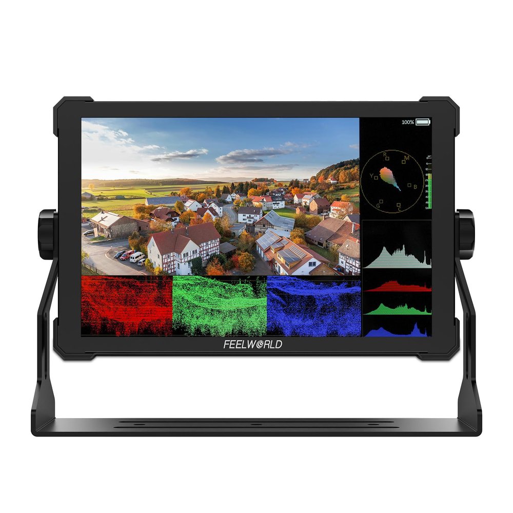 FEELWORLD T10 10.1 Inch Aluminium Camera Field DSLR Monitor Touchscreen Waveform HDR 3D LUT Out F970 Install and Power Kit