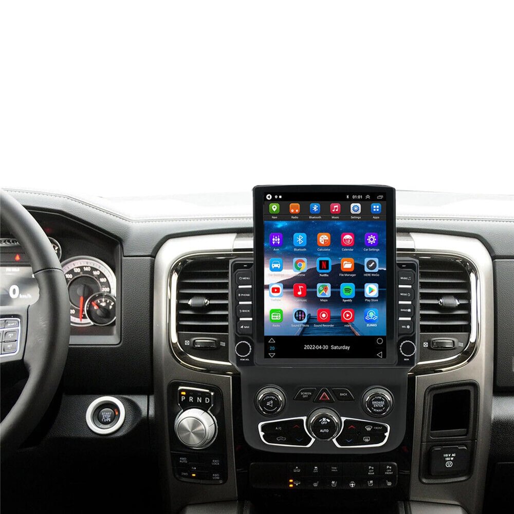 Android Car13 Stereo Upgrade Radio with Wireless Carplay Android Auto Fit for Dodge RAM 1500-5500 2013-18, 9.7 Inch Stereo with Mirror Link, Backup Camera, SWC, Bluetooth, FM, USB(Only fit AUTO AC)
