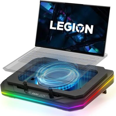 Cooling Pad for Lenovo Legion Y740-15IRH Gaming Laptop Cooler with Powerful Turbo Cooling Fan Can Fast Cooling CPU+GPU 40C, Variable Speed,6 RGB Light Mode,Touch Control, LCD Screen, 3 USB-A Port