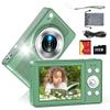 Upgrade Kids Digital Camera - 56MP FHD 1080P with 16x Zoom, Anti Shake, 32GB TF Card, Two Batteries, Lanyard (Green) view 1