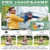 Upgrade Kids Digital Camera - 56MP FHD 1080P with 16x Zoom, Anti Shake, 32GB TF Card, Two Batteries, Lanyard (Green) view 2