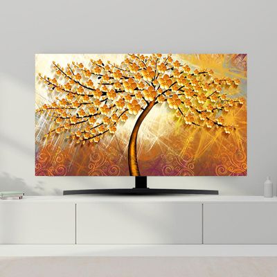 32-85 Inches Universal TV Cover Painting Pattern Indoor Bedroom Living Room Decoration Dust Cover for TV Computer Screen(Size:55IN,Color:A)
