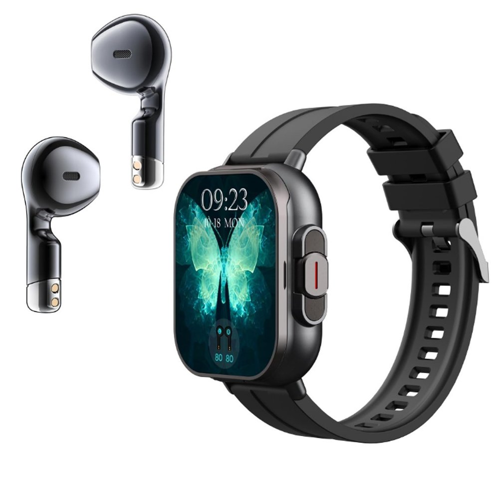 banapoy Smart Watch with Earbuds, 2.01" Round Fitness Watch Sports Fitness Tracker with Step, Sleep Monitor, Health Monitor, Long Time Standby Smartwatch for Men Women