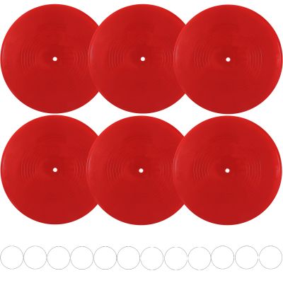 FACHPINT 6pcs Red Vinyl Records for Wall Aesthetic - 12 Inch Blank Records for Graffiti, Fake Props, Party Wedding Signing, Hippie Room Decor