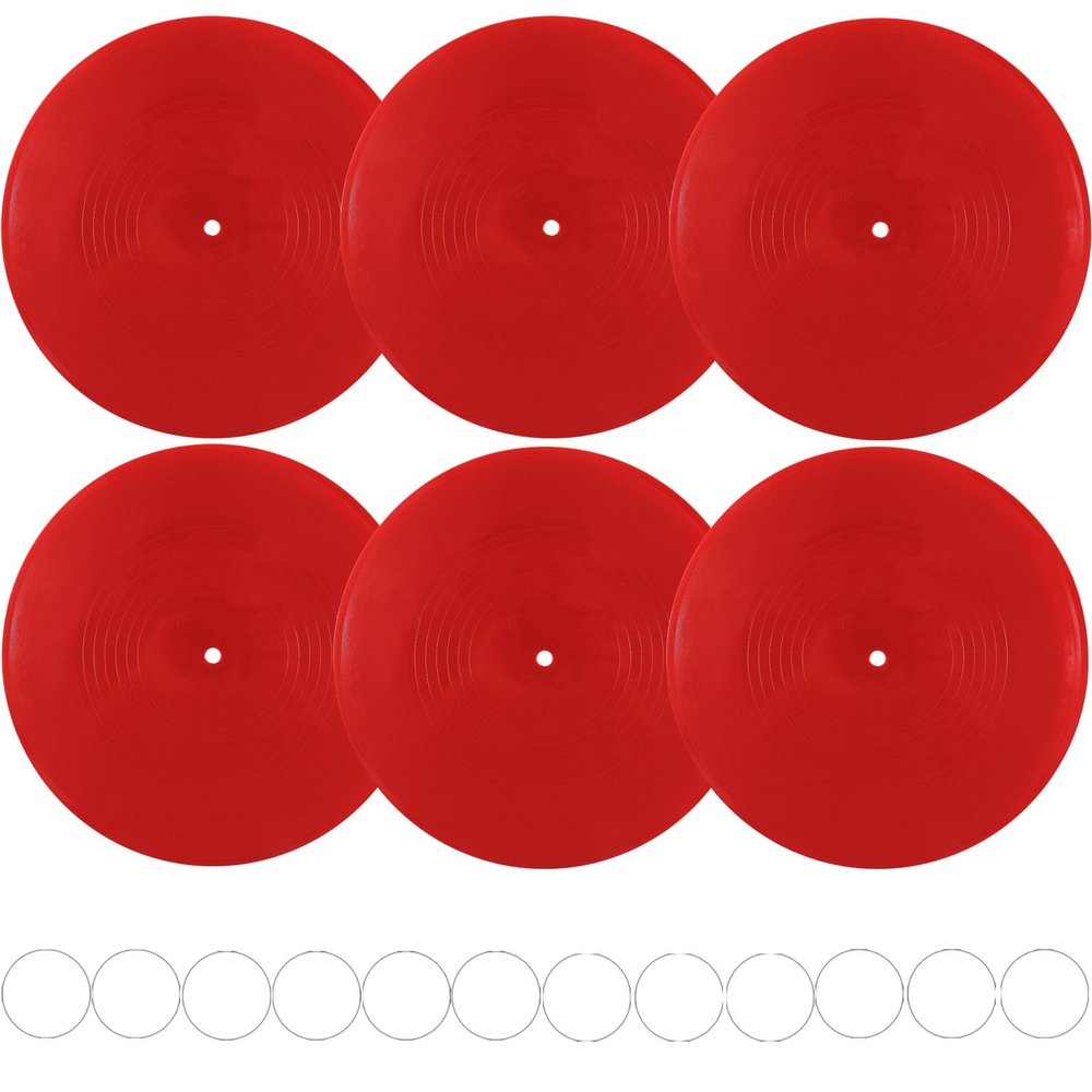 FACHPINT 6pcs Red Vinyl Records for Wall Aesthetic - 12 Inch Blank Records for Graffiti, Fake Props, Party Wedding Signing, Hippie Room Decor
