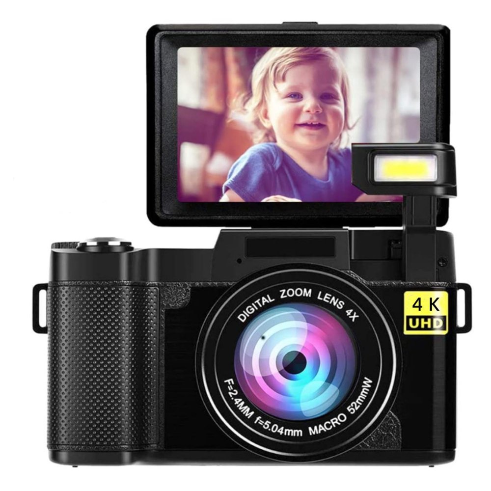 4K Digital Camera, 48MP Autofocus Vlogging Camera with 3inch Flip Screen, 16X Zoom Anti Shake and Face Beautifying Function, 4k Cameras for Photography (Black)