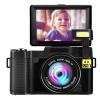 4K Digital Camera, 48MP Autofocus Vlogging Camera with 3inch Flip Screen, 16X Zoom Anti Shake and Face Beautifying Function, 4k Cameras for Photography (Black) view 1