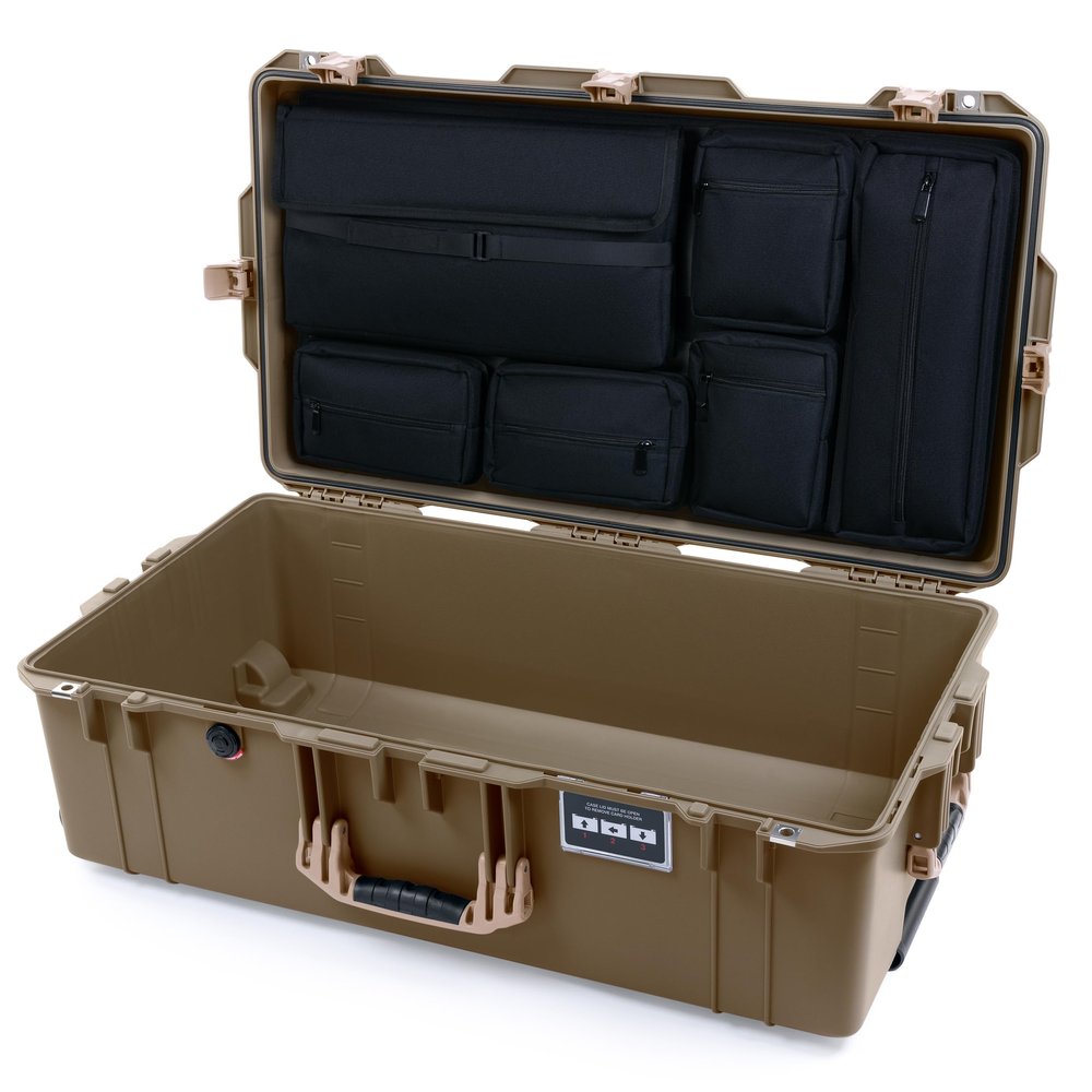 Pelican Air 1615 Case by ColorCase - Dark Desert Dirt - Large Size Waterproof Case Computer Pouch Lid Organizer Only - Desert Tan Handles & Latches