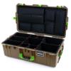 Pelican Air 1615 Case by ColorCase - Dark Desert Dirt - Large Size Waterproof Case TrekPak Divider Kit & Computer Pouch Lid Organizer - Lime Green Handles & Latches view 1