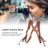 Dual Camera Harness, Camera Strap Camera Shoulder Strap Leather Double Camera Harness Camera Strap Accessories for 2 Cameras Brown view 2