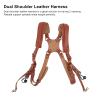 Dual Camera Harness, Camera Strap Camera Shoulder Strap Leather Double Camera Harness Camera Strap Accessories for 2 Cameras Brown view 4
