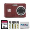 KODAK PIXPRO FZ45 16MP Digital Camera with 4X Optical Zoom 27mm Wide Angle and 2.7" LCD Screen Bundle with 32GB SD Memory Card, AA Batteries (4 Pack), Lens Cleaning Cloth (Red) view 1
