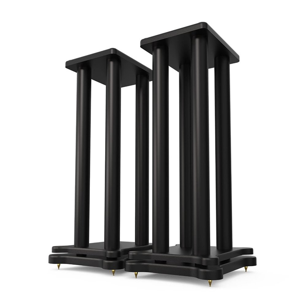 MIQXUAN Speaker Stands Bookshelf Speaker Stand, Floor Speaker StandsWith Double Layer Wooden Platform Base, for Satellite & Bookshelf Speakers (Size : 60cm)