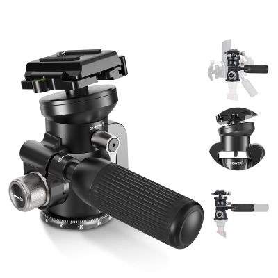 NEEWER Video Camera Tripod Pan Tilt Head with +/-15 Leveling Bowl Base, Photography Tripod Head with Retractable Handle, 1/4" Arca Type QR Plate for DSLR Camera Camcorder, Max Load 11lb/5kg, TH03
