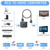 CAMWAY RCA to HDMI Converter - 16:9/4:3 Conversion 1080P AV to HDMI Adapter for Wii/PS1/PS2/N64/X-box/DVD/VCR,Composite CVBS Video Audio Converter with HDMI Cable Supports PAL,NTSC view 2