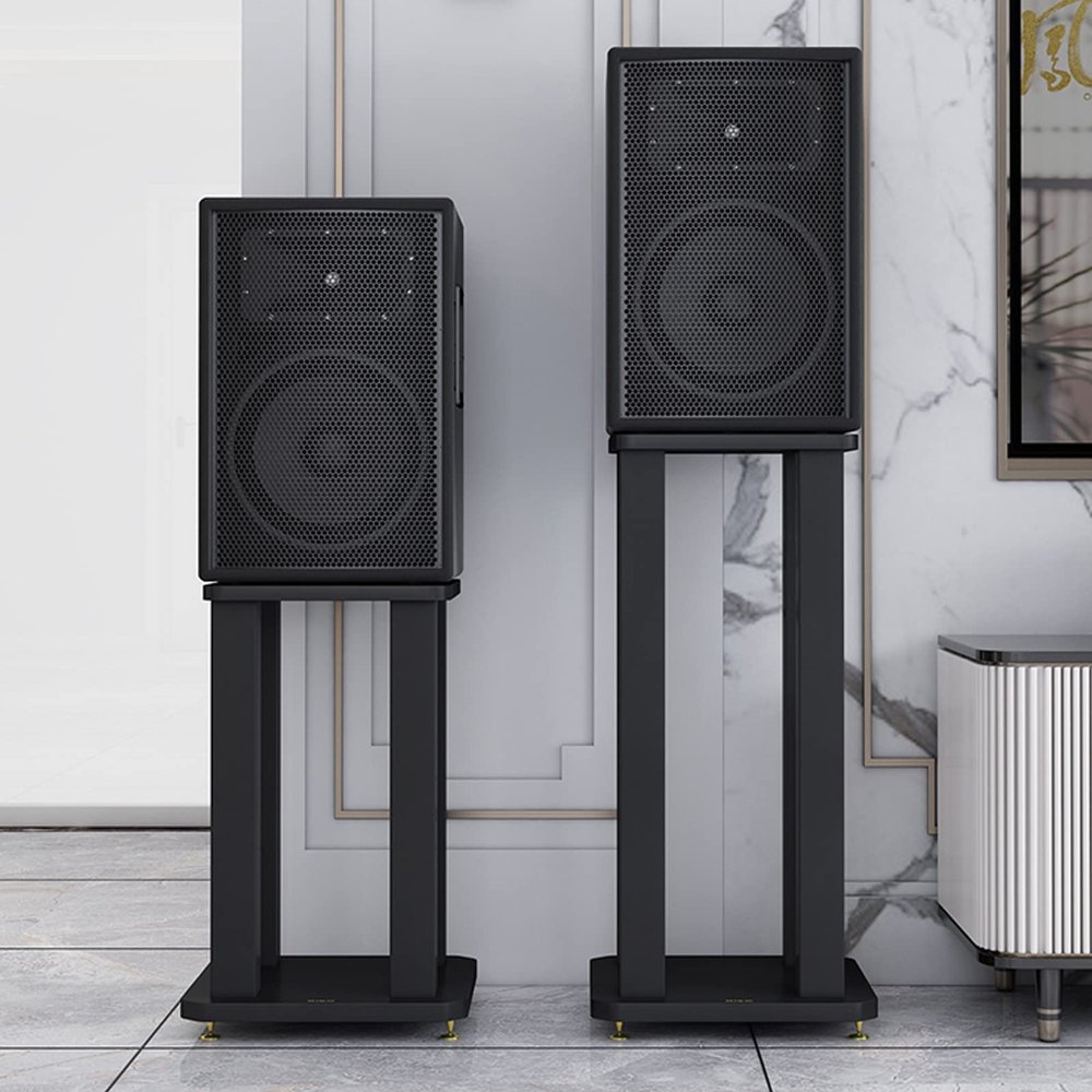 MIQXUAN Speaker Stands Bookshelf Speaker Stands, Surround Sound Speaker Stands for Satellite & Bookshelf Speakers, with Adjustable Spikes, Supports 132lbs/60kg (Size : 50cm)