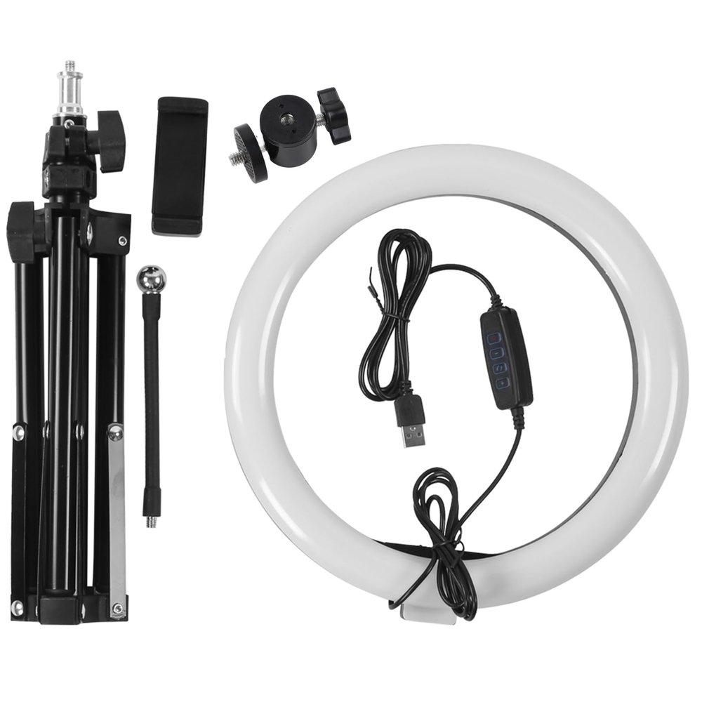 10 Inches Dimmable Led Ring Light Photography Fill Light, Ring Light with Stand and Phone Holder Live Ring Light with Tripods for Makeup Video Studio