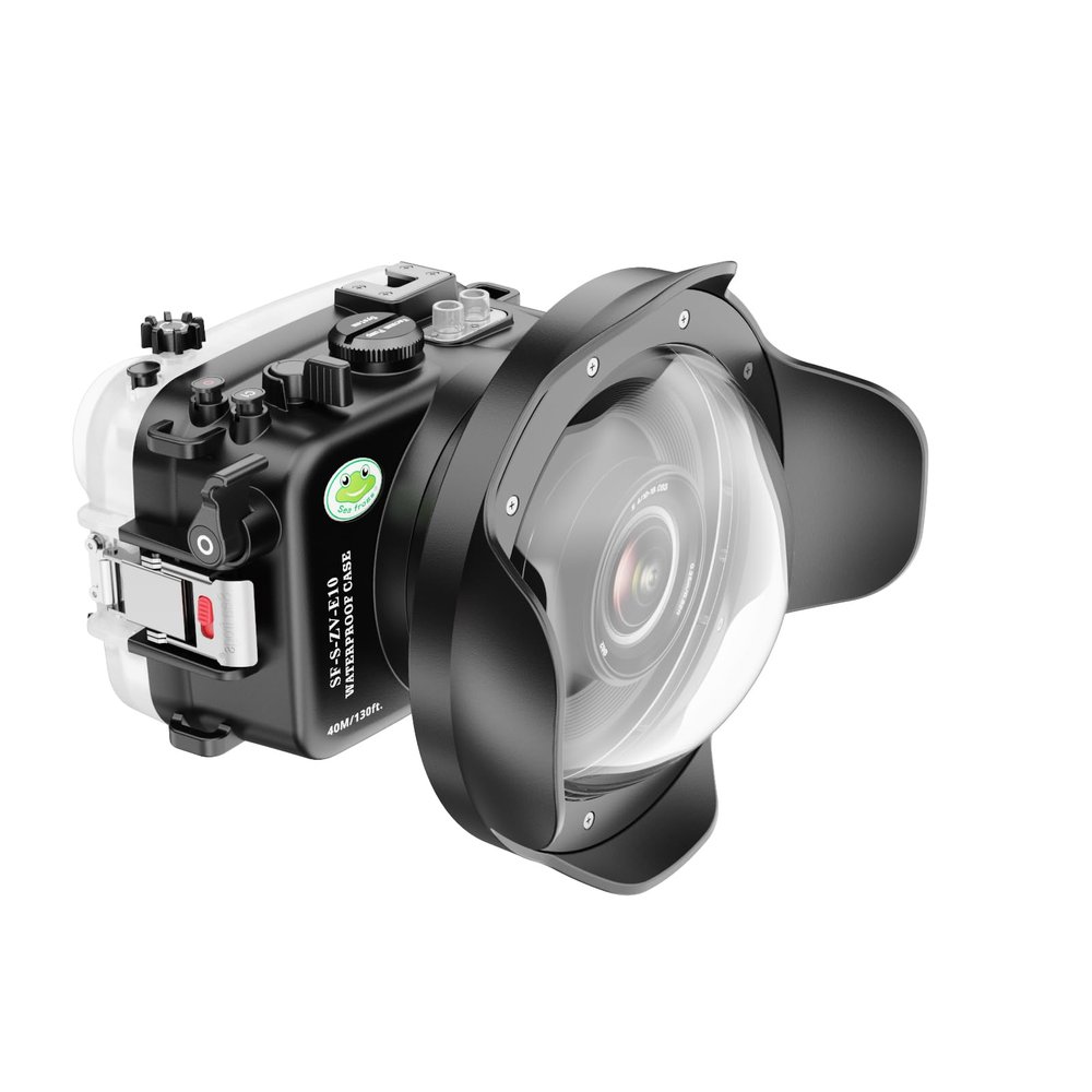 Sea frogs Camera Housing Compatible with Sony ZV-E10 with FE E 10-18mm F/4 OSS Wide Angle Lens,Waterproof IPX8 Rated, 40m/130ft Depth Protection Underwater Camera Case, Ideal for Diving, Surfing