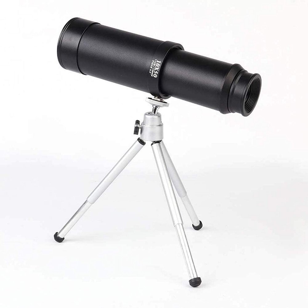 10X50 Big Eyepiece Monocular Telescopes, All Metal Stretch Optical Pirate Mirror, Waterproof Small Lightweight Telescopes, for Outdoor and Nautical,Gold Good