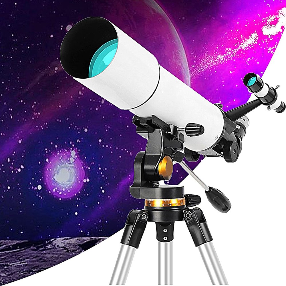 Portable Refractor Telescope, Ideal Telescope for Beginners Astronomical Refracting Telescope Adjustable, Portable Travel Telescopes Adjustable-Height Tripod