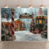 10x8ft Christmas Photography Backgrounds North Pole Shop Cane Candy Fairytale Backdrop Children Winter Outdoor Photography Party Banner view 1