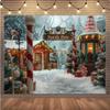 10x8ft Christmas Photography Backgrounds North Pole Shop Cane Candy Fairytale Backdrop Children Winter Outdoor Photography Party Banner view 4
