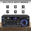 AK45 Stereo Receivers Amplifier Home Audio with Bluetooth, 300W, 2.0 Channel Power Amplifier for Home Stereo Syetem with RCA,SD,FM,USB, MIC in,Bluetooth Receiver for Karaoke,Studio view 2