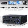 AK45 Stereo Receivers Amplifier Home Audio with Bluetooth, 300W, 2.0 Channel Power Amplifier for Home Stereo Syetem with RCA,SD,FM,USB, MIC in,Bluetooth Receiver for Karaoke,Studio view 3