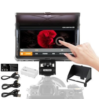 VILTROX DC-X2 Touchscreen Full HD IPS Camera Monitor - 6'' 2000 nits 4K HDMI in/Out Video Field Monitor Kit with Sunshade Hood, 3D LUT, Waveform, Histogram & Vectorscope Tools