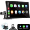 Wireless Carplay Screen for Car 7" HD Portable Car Stereo Touchscreen with Apple CarPlay and Android Auto with Mirror Link/Backup Camera/Bluetooth/GPS Navigation/AUX for All Vehicles view 1