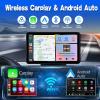 Wireless Carplay Screen for Car 7" HD Portable Car Stereo Touchscreen with Apple CarPlay and Android Auto with Mirror Link/Backup Camera/Bluetooth/GPS Navigation/AUX for All Vehicles view 2
