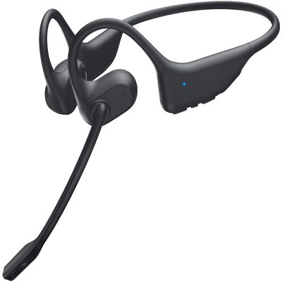 Open Ear Headphones with Mic, Bluetooth 5.3 Headset with AI Noise Cancelling Mic & Mute Function, Wireless Headset for Work, Sports, Drive (Dark Black)