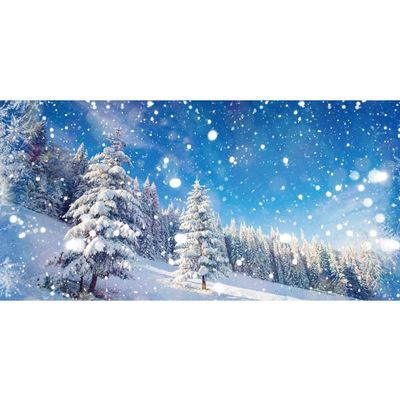 DORCEV 12x10ft Winter Natural Scenery Backdrop Banner Winter Pine Forest Wonderland Snowy Scene Photography Background Holiday Family Portraits Xmas New Year Eve Party Decorations Studio Props