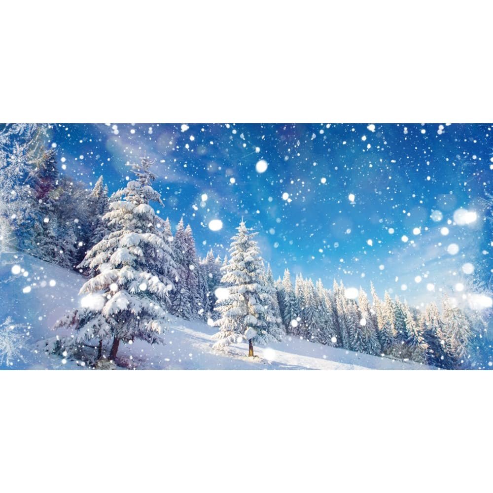 DORCEV 12x10ft Winter Natural Scenery Backdrop Banner Winter Pine Forest Wonderland Snowy Scene Photography Background Holiday Family Portraits Xmas New Year Eve Party Decorations Studio Props